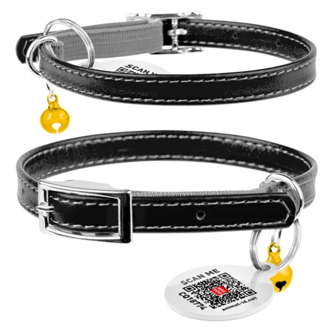 Halsband Kattunge Äkta Läder Svart