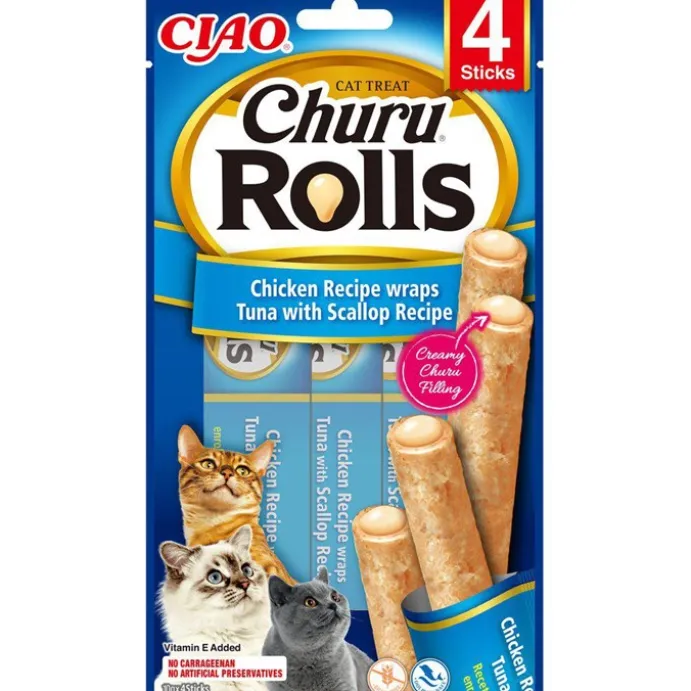 Kattgodis Churu Cat Rolls Chicken/tuna Wrap With Scallop