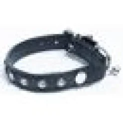 Katthalsband Genuine Leather med Srass Svart