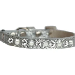 Katthalsband Ice Silver med strass och stenar
