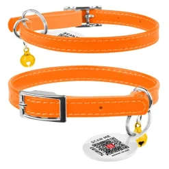 Katthalsband Äkta Läder orange
