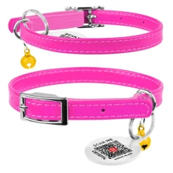 Katthalsband Äkta Läder Rosa