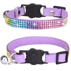 Katthalsband med strass Lila Rainbow