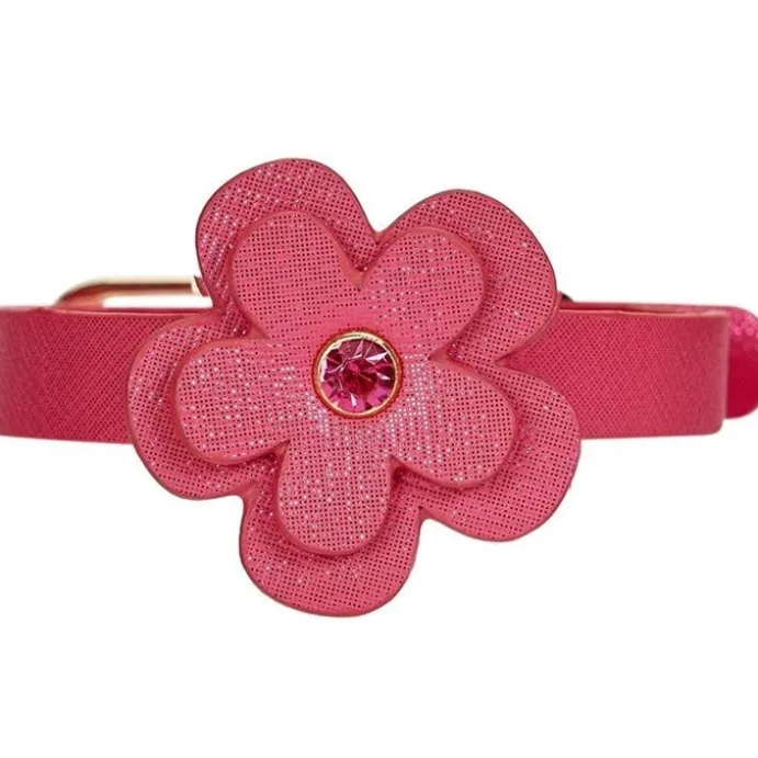 Katthalsband PU-läder med glittereffekt Rosa