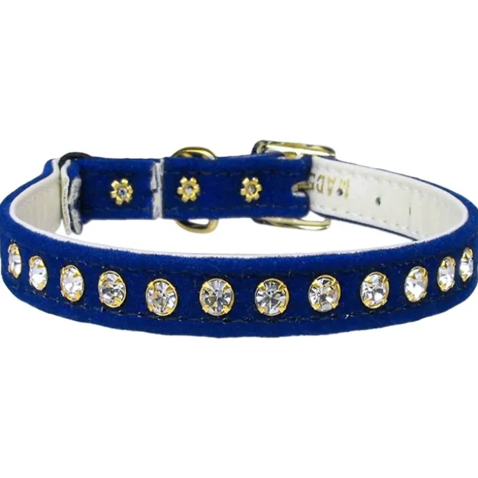 Katthalsband Velvet strass Blå