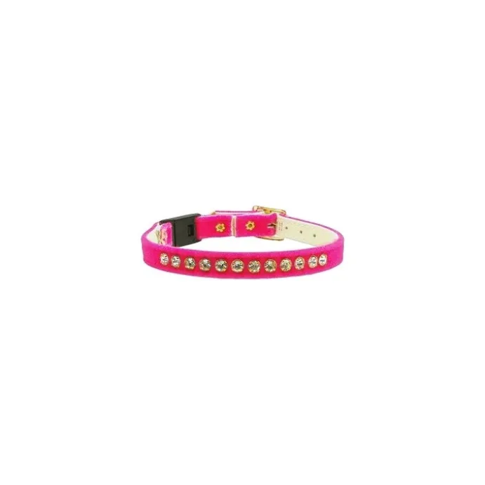 Katthalsband Velvet strass Rosa