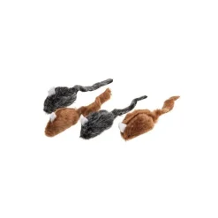 Kattleksak Möss brun grå 4Pack