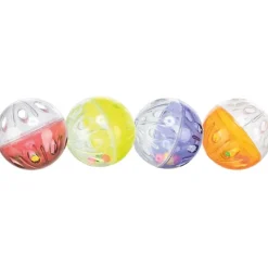 Kattleksak Plastboll med bjällra 4-pack
