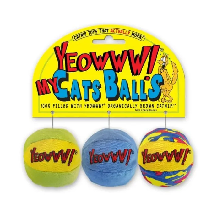 Kattleksak YEOWWW boll 3 pack