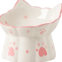 Kattmatskål Heart Luxury Ceramic rosa