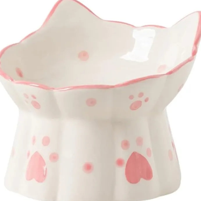 Kattmatskål Heart Luxury Ceramic rosa