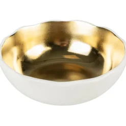 Kattmatskål Stone Organic White/gold