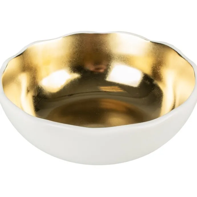 Kattmatskål Stone Organic White/gold