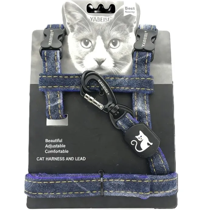 Kattsele i jeanslook Blå