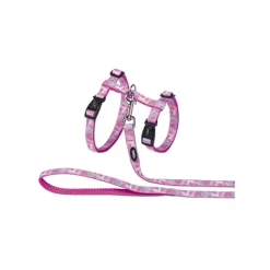 Kattsele + koppel XL camo Rosa