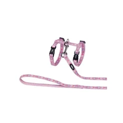 Kattsele Set Blommig Rosa