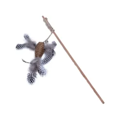 Kattspö i trä sisalfågel med fjäder och ping