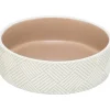 Keramisk kattskål med mönster vit/beige