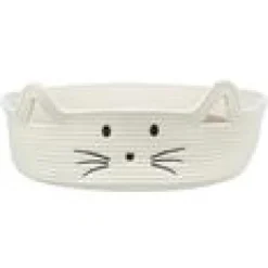 Korg för katt rund vit/sand