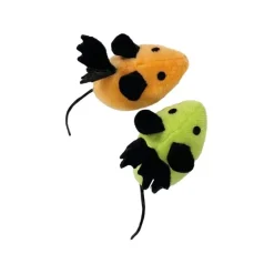 Möss i plysch grön/orange 2-pack