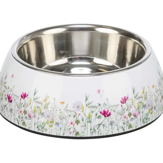 Skål rostfri med blommönster S